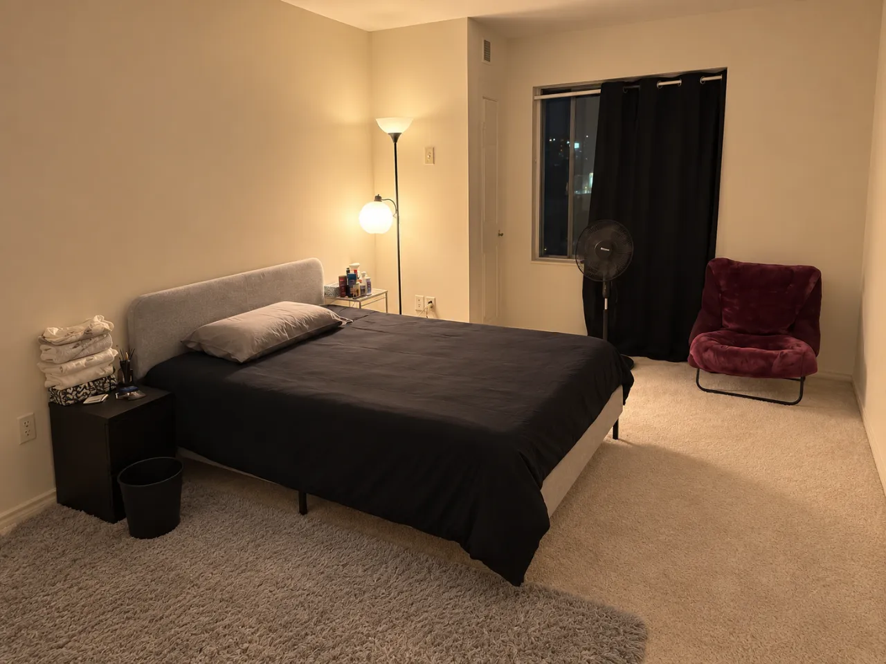 Private lounge with curtains and soft seating